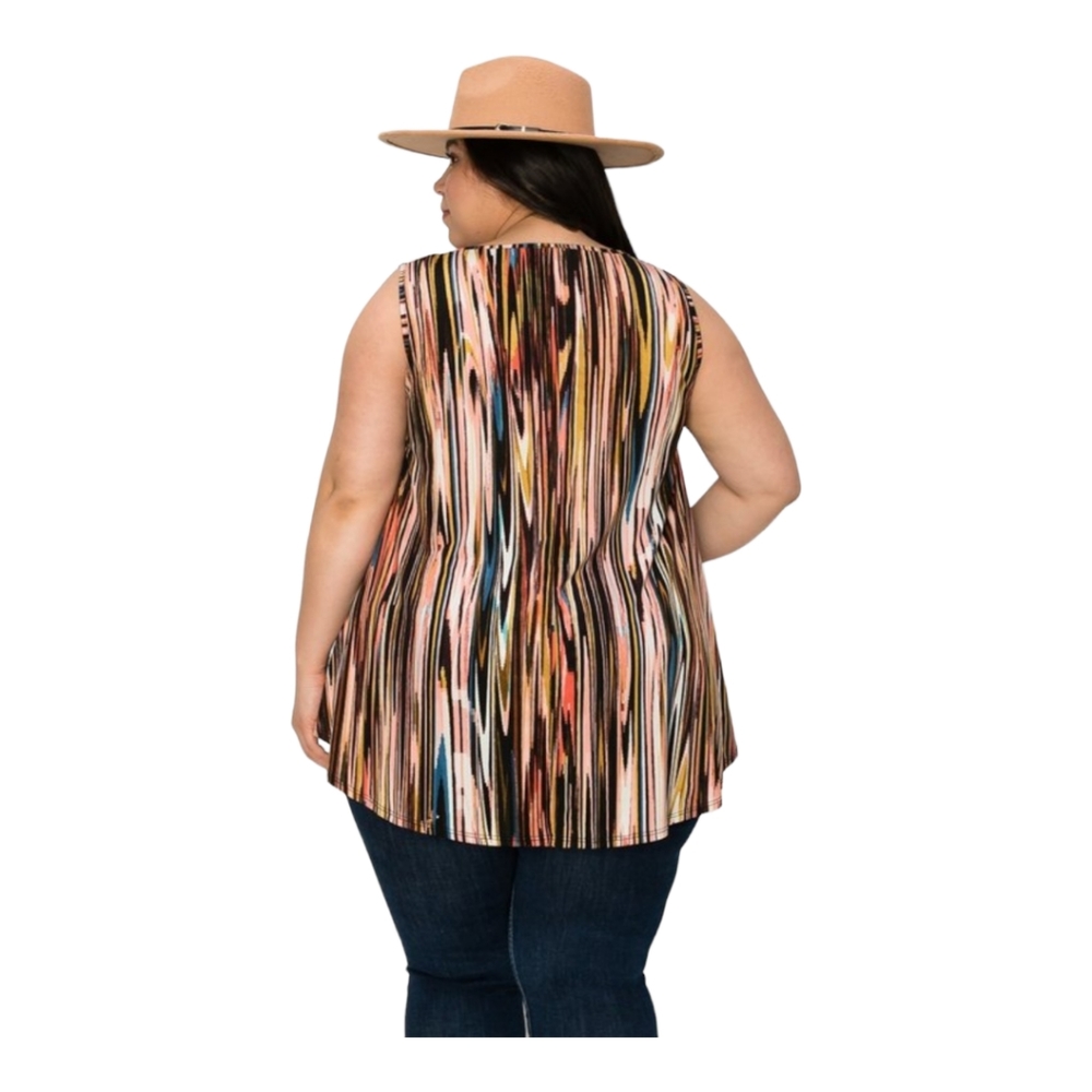 🔥New🔥 Plus Size Sleeveless Tie Dye Print Tunic (1X,2X,3X) - Picture 4 of 4